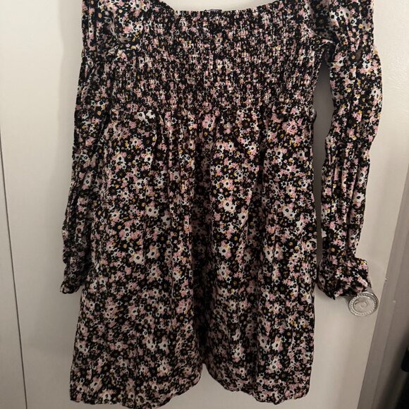 Wild Fable Long Sleeve Floral Size Large Babydoll Dress 100% Cotton - Picture 2 of 4